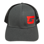 Red Silicone Patch on Charcoal/Gray Hat - hat-s-charcoal/gray